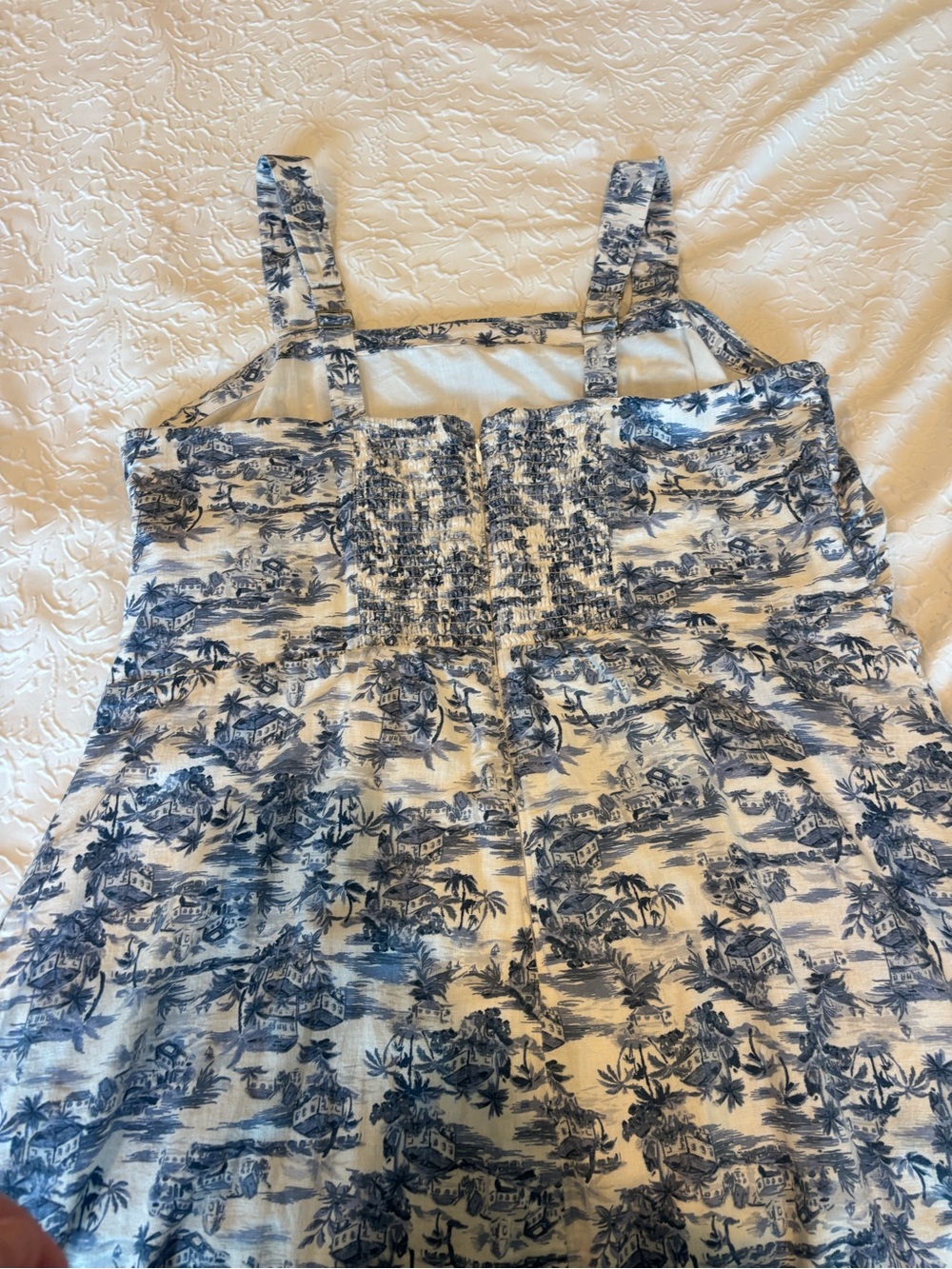 Abercrombie & Fitch White Dress with Blue Toile Accents - Picture 10 of 10